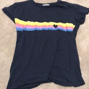 Preppy Rainbow Heart Navy Blue Tee